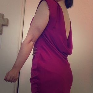 Burgundy drop back dress